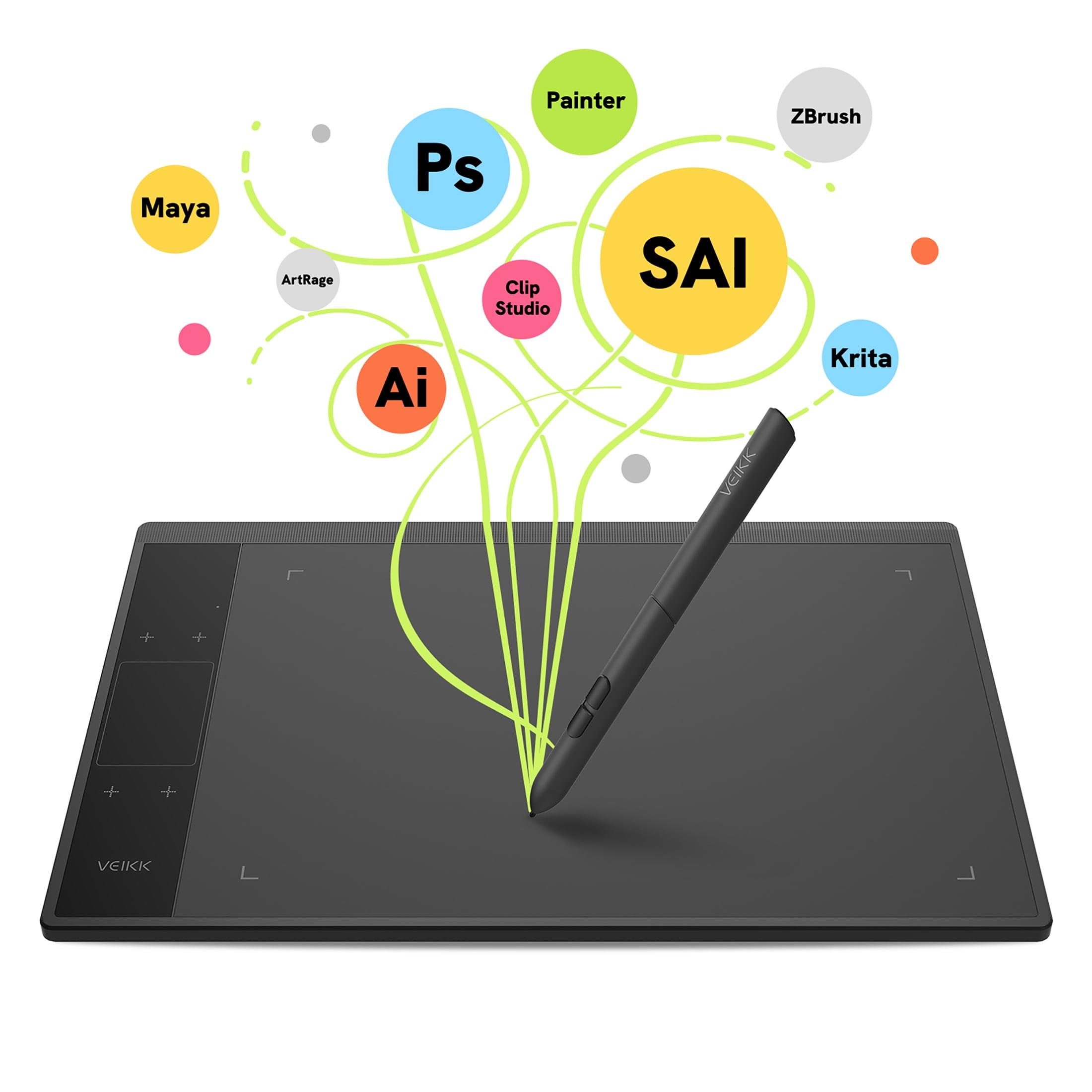 VEIKK Graphics Drawing Tablet A30 10x6 inch Digital Art Pad for Mac,Windows,Linux and Android