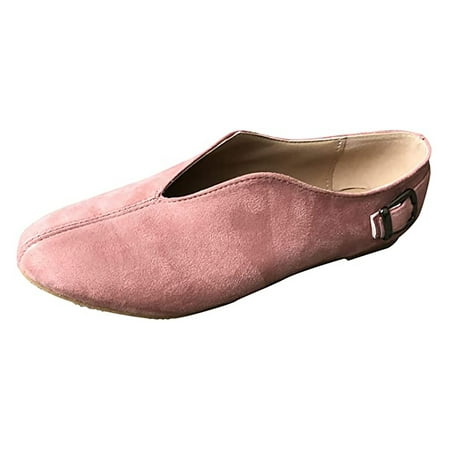 

JINMGG Flat Shoes for Women Plus Clearance Women s Casual Shoes Flat Shallow Belt Buckle Lazy Pointed Suede Summer Flat Shoes Pink 38