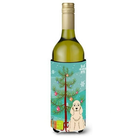 

Merry Christmas Tree Cocker Spaniel Buff Wine Bottle Beverge Insulator Hugger