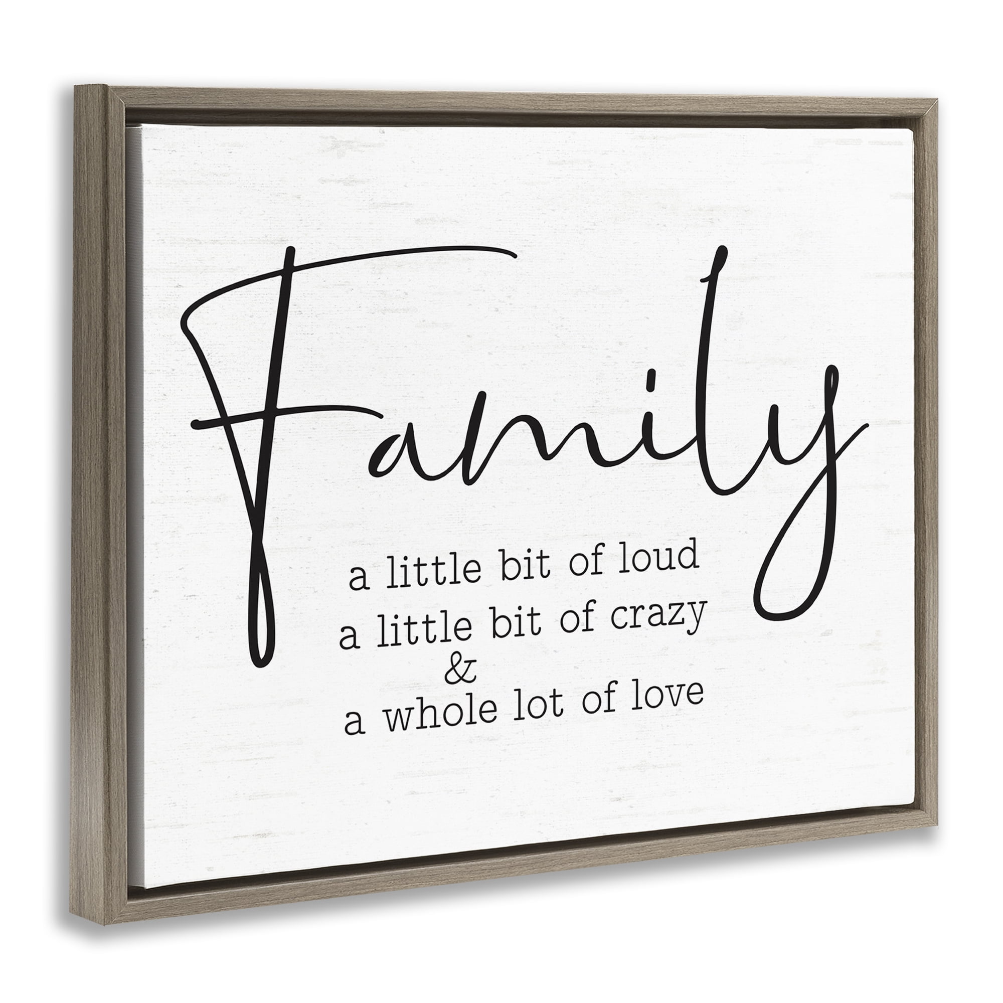 Stupell Industries Loud Crazy Love Family Text & Numbers Painting Brown Floater Framed Canvas Art Print Wall Art, 21 x 17