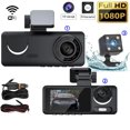 thumbnail image 1 of Tres lentes Dash Cam G-Sensor HD 1080P Coche DVR APP Mirrorlink nocturna, 1 of 9
