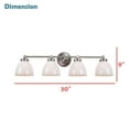 thumbnail image 6 of Aspen Creative 62282, Bathroom Vanity 4 Lights Fixture, 30" W x 9" H x 7-1/2" E, Brushed Nickel Finish, Clear Glass w/ Paint White Inside, 6 of 6
