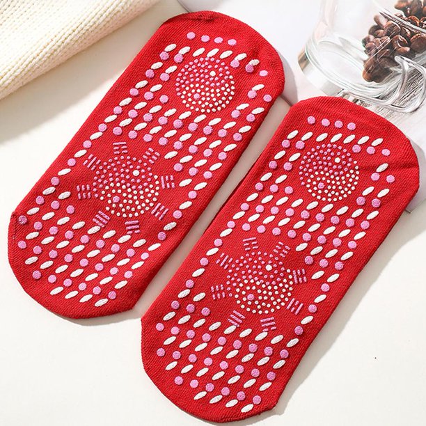 Ropa de Deporte 2 calcetines unisex de invierno con autocalentamiento para la salud, medias para aliviar el dolor (rojo)