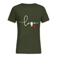 thumbnail image 5 of Ladies T Shirts for Women Valentines Day Heart Graphic Couples T Shirt Round Neck Short Sleeve Cozy Lightweight Fabric Comfortable Regular Fit Tee Army Green XL, 5 of 5