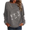 thumbnail image 1 of Camiseta de manga larga con botones y cuello redondo estampado casual para mujer Top suelto Pompotops  FGAJ7551, 1 of 8