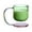 Green with pink, variant on Oasiva Premium Glass Cup with Handle and Base Color Contrast Floating Coffee Mug Gift
