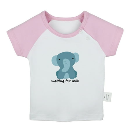 

Waiting For Milk Funny T shirt For Baby Newborn Babies Animal Elephant T-shirts Infant Tops 0-24M Kids Graphic Tees Clothing (Short Pink Raglan T-shirt 18-24 Months)