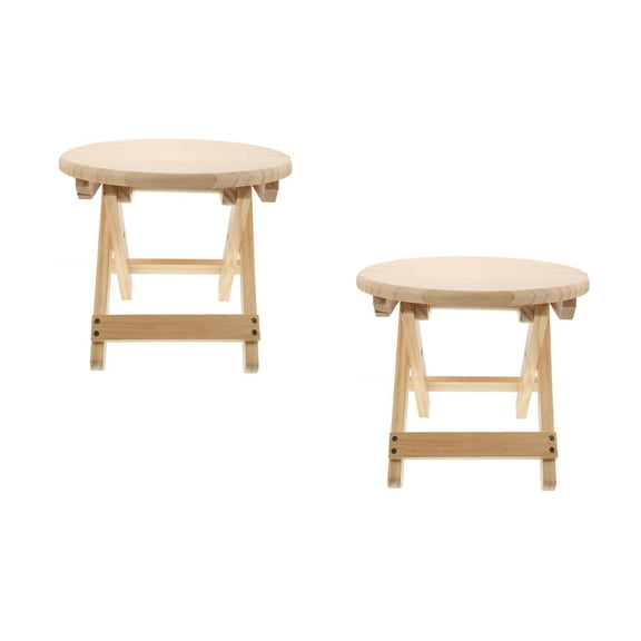 WORGEOUS 2 pcs  Wooden Small Footstool Household Anti-slip Folding Round Stool Low Stool