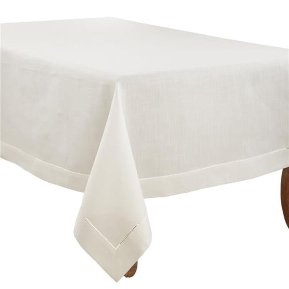 70 x 140 in. Hemstitched Border Tablecloth, Ivory