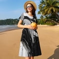 thumbnail image 4 of Balery Fluid Black White Paint Swirls Pattern Womens Dresses Loose Short sleeve Sundresses Swimsuit Coverup 2025 Summer Casual Dress for Women - A-Line Swing Dress, 4 of 6