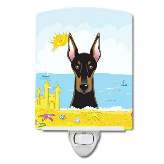 Caroline's Treasures BB2113CNL Doberman Summer Beach Ceramic Night Light, 6x4x3", multicolor