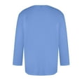 thumbnail image 4 of Gaukiv Men's Three Quarter Sleeve Shirts Crew Neck Solid Color Tees Basic Casual Shirts Blue L, 4 of 4
