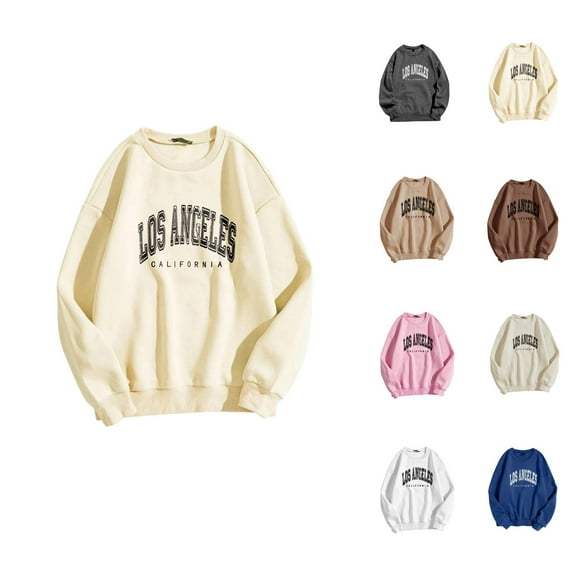 Fall Sweatshirts for Women 2025 Los Angeles Sweatshirt Long Sleeve Crewneck Sweatshirt Pullover Tops