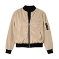 thumbnail image 5 of QQNHM Womens Corduroy Bomber Jacket Full Zipper Long Sleeve Lightweight Coat Fall Casual Baseball Outerwear, 5 of 6