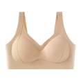 thumbnail image 4 of Alun Womens Seamless Wireless Push up Supportive Bras Comfortable No Underwire Full Coverage Fixed Cup Jelly Lift Everyday T-Shirt Bras with Massage Cup Design Beige XXL, 4 of 8