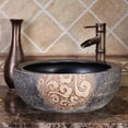 thumbnail image 3 of Luxury Design Round Gray Flower Pattern Porcelain Handmade Wash Basin Bathroom Ceramic Countertop Art Sink for Hotel, 3 of 6