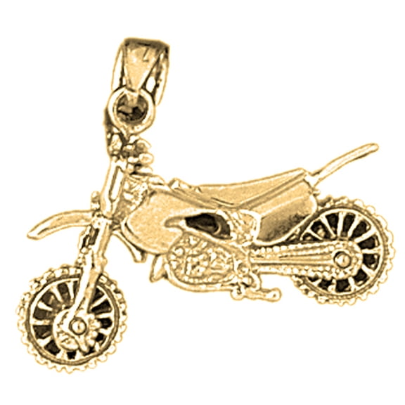 10K Yellow Gold 3D Motorcycle Pendant - 22 mm