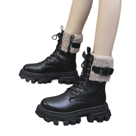 

Winter Warm Snow Boots Women s Wool Warm Chunky Heel Cotton Boots