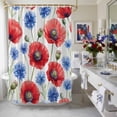 thumbnail image 4 of Independence Day Shower Curtain, 72" x 72", Red Blue Concubine Watercolor Flowers Waterproof Bathroom Curtain Washable Shower Curtain Set with 12 Hooks, 4 of 9