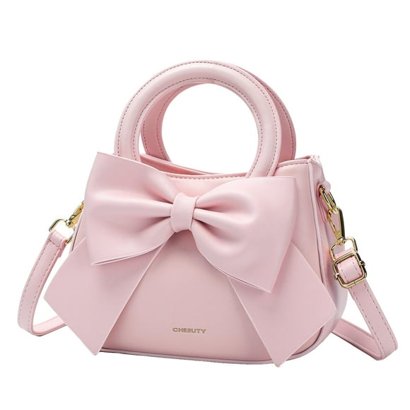 Bandolera CHERUTY Small de piel vegana con nudo en lazo rosa