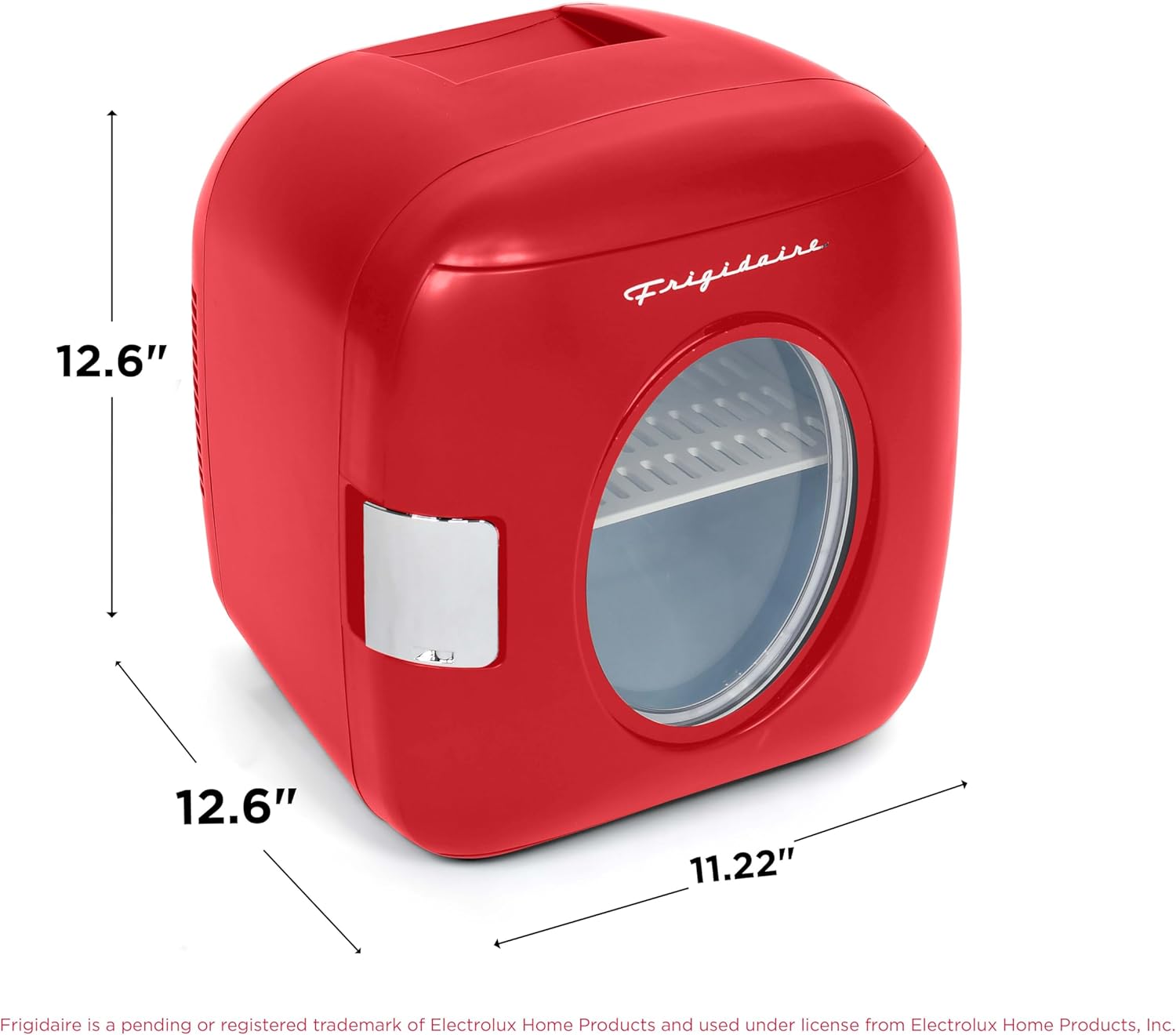 Retro   Cooler, Holds 9L or 12 Cans, Portable for Car Office Bedroom Dorm Room or Cabin Features Plugs for Home Outlet and 12V Car Charger - 10 Inch D x 7 Inch W x 10.5 Inch H Red