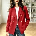 thumbnail image 2 of Kukoosong Women's Double Breasted Blazer, Casual Work Office Jacket with Gold Buttons and Lapel Collar for Business, Women's Classic Suit Jacket, 2 of 5