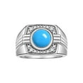 thumbnail image 1 of RYLOS Mens Rings Sterling Silver Designer Round Gemstone &  Sparkling Diamond Ring Turquoise December Birthstone Rings For Men, Men's Rings, Silver Rings, Sizes 8 - 13, 1 of 7