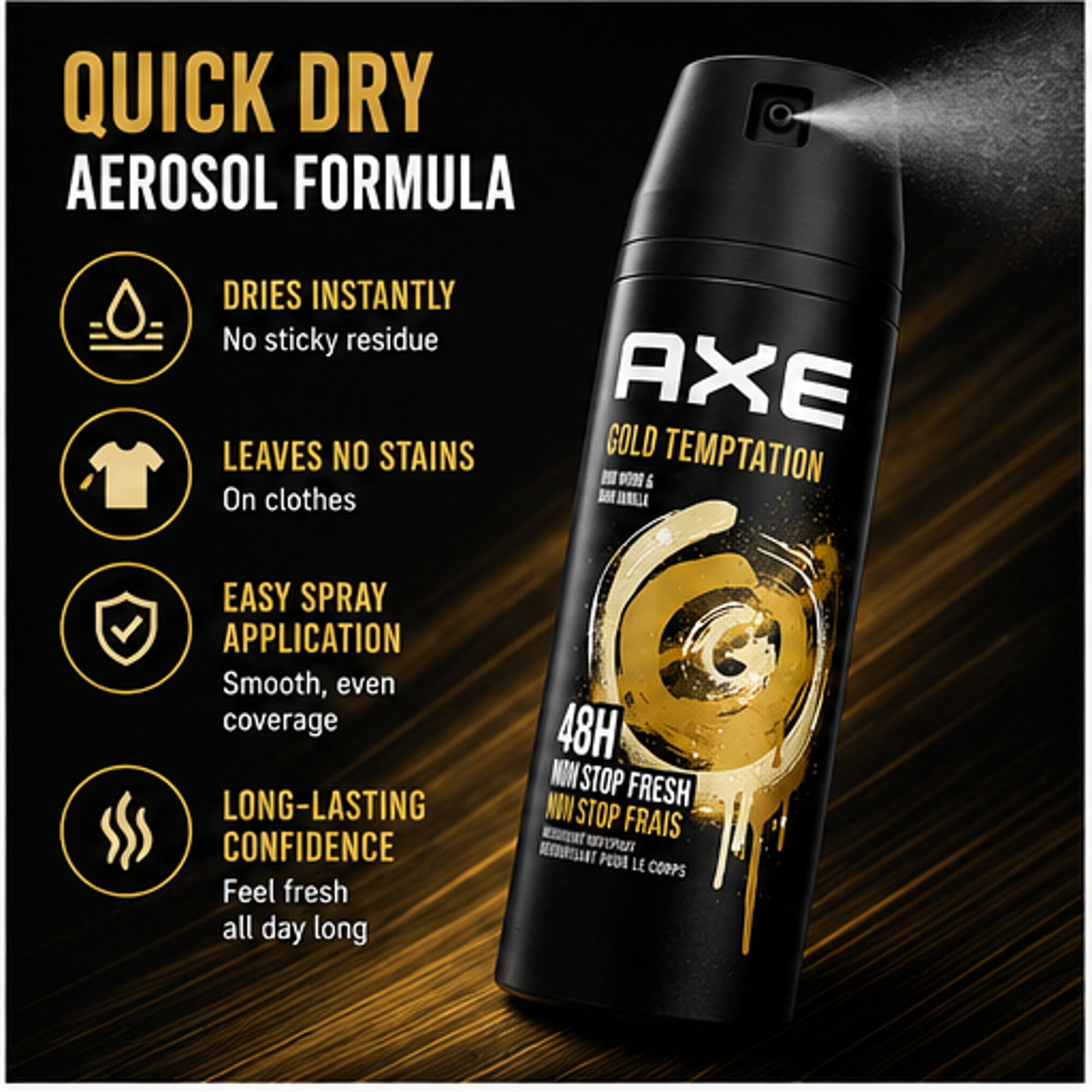 AXE gold 6点セット Axe Men Gold Temptation Deodorant Body Spray, 6 Pack, 150ml