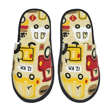 

Pofeuu Vehicles Print EVA Fuzzy House super light Slippers Slippers Scuff Outdoor Indoor Warm Cozy Plush Bedroom Shoes Soft Flat Comfy Anti-Slip-Medium