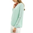 thumbnail image 4 of Allegra K Women's Round Neck Casual Blouses Lace Floral Long Sleeve Chiffon Top, 4 of 6