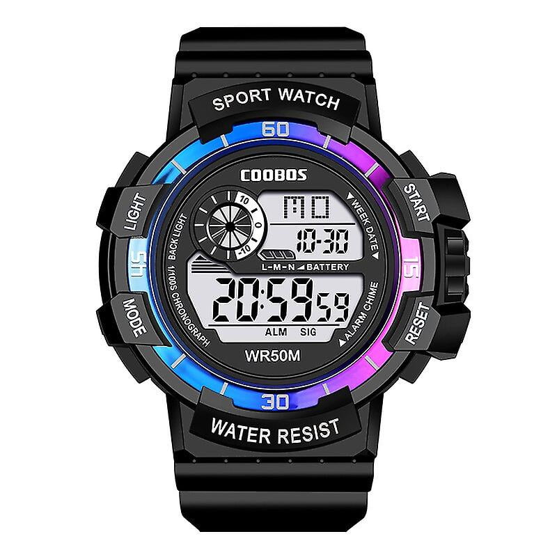 Coobos 30m Waterproof Digital Watch For Men Sports Electronic Led Wristwatch Casual Luminous Black Blue Man Clock Reloj Hombre Walmart