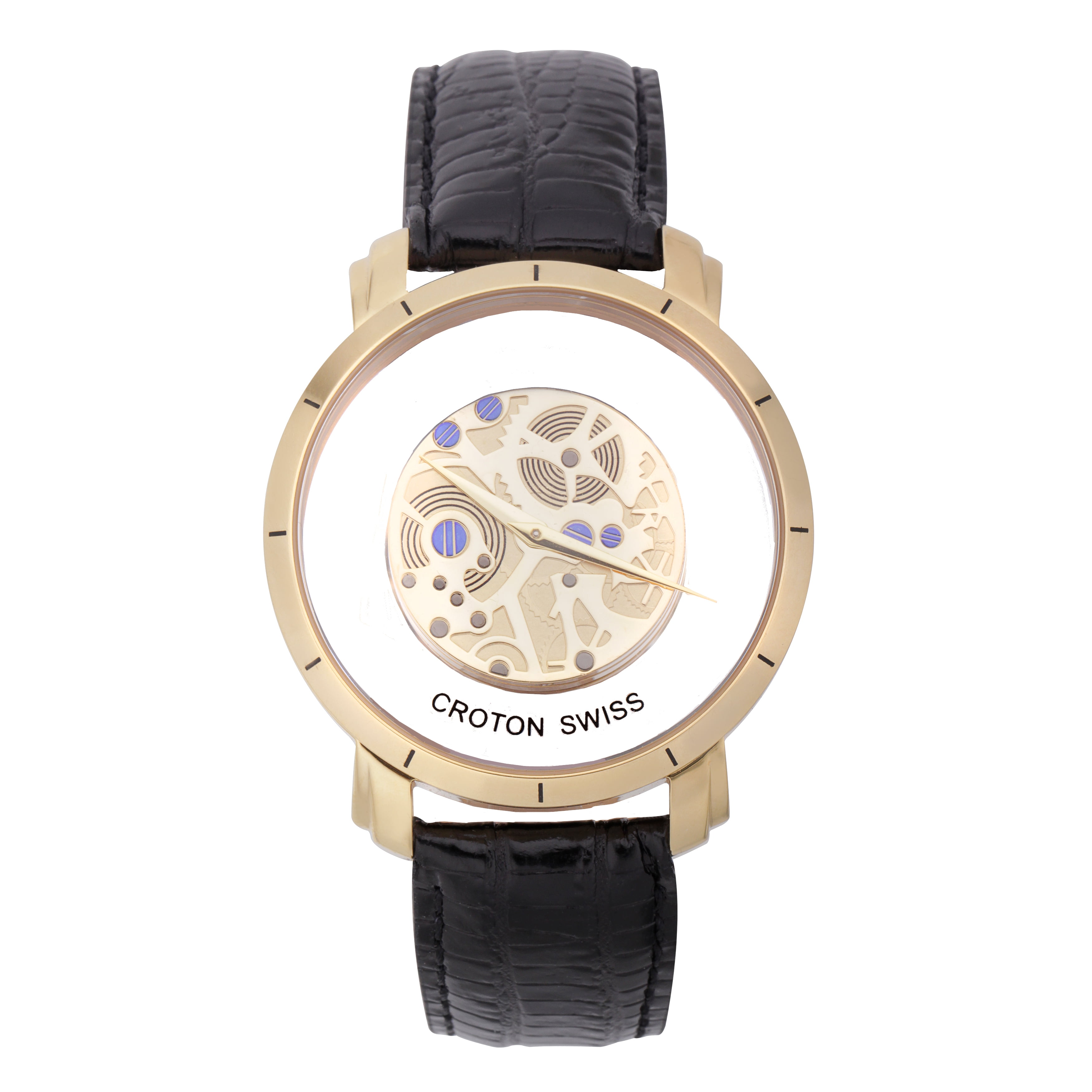 Croton Men's Circuit Breaker Goldtone Swiss Quartz Seethrough Dial