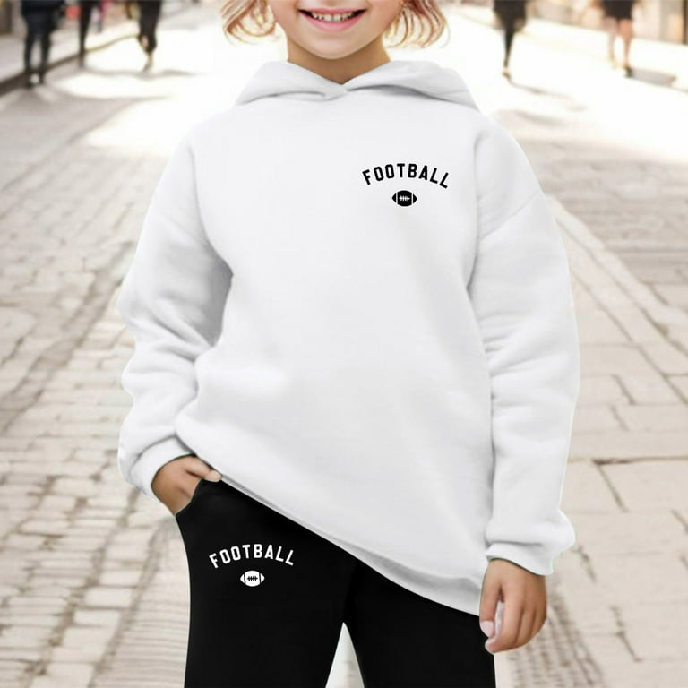 JDEFEG 2 Pcs Relaxed Fit Kids Hoodie Sweatshirt Sweatpants Pullover Hoodie Set Tracksuit Sport Wear Boys Activewear Sweatsuit Sets 2 Piece Kids Set