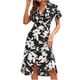 thumbnail image 1 of Vestido de manga corta con estampado de flores informal con cuello en V para mujer a la moda Fridja  NMB4196, 1 of 8