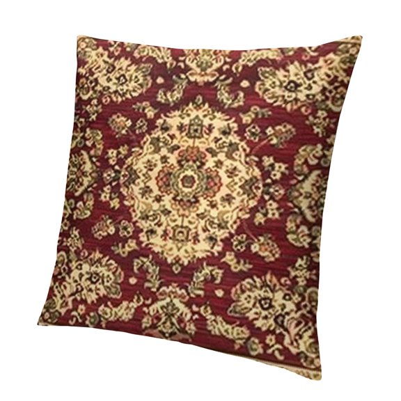Paisley Carpet Cozy Pillowcase Cushion Cover, Persian Carpet Tribal Floral Decorative Throw Pillows Covers Outdoor Pillow Case for Home Office Sofa Picnic Car, Golden Red
