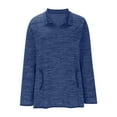 thumbnail image 4 of Womens Long Sleeve Half Zipper Tops Quarter Zip Sweatshirt Women Casual Loose Solid Color Pullover Shirt with Pockets (Blue M), 4 of 5