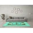 thumbnail image 3 of Ahgly Company Machine Washable Indoor Rectangle Abstract Turquoise Blue Modern Area Rugs, 4' x 6', 3 of 4