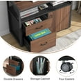 thumbnail image 3 of Tribesigns Modern File Cabinet with Drawers and Storage Shelves, Lockable Cabinet & Rolling Caster (Walnut & Black), 3 of 5