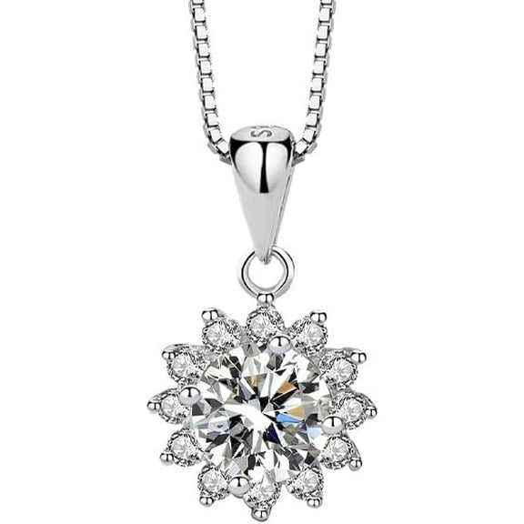 1 Carat Moissanite Pendant Necklace for Women S925 Sterling Silver Pendant Necklace Wife Lab Grown Diamond Promise Necklace Girlfriend Diamond Wedding Necklace Bridal Set 15.74 1.9