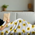 thumbnail image 3 of Sunflower Soft Flannel Fleece Blanket, Sunflower Pattern on a White Background Vibrant Nature Elements Simple Seasonal Art, Cozy Plush for Indoor and Outdoor Use, 60" x 80", Yellow, by Ambesonne, 3 of 5