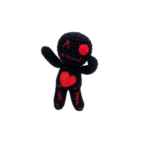 Creepy Voodoo Doll, Stress Relief Fidget Toy Spooky Gothic Decor Handmade Knitted Emotional Support Plush for Halloween Christmas Prank Gag Gift,A