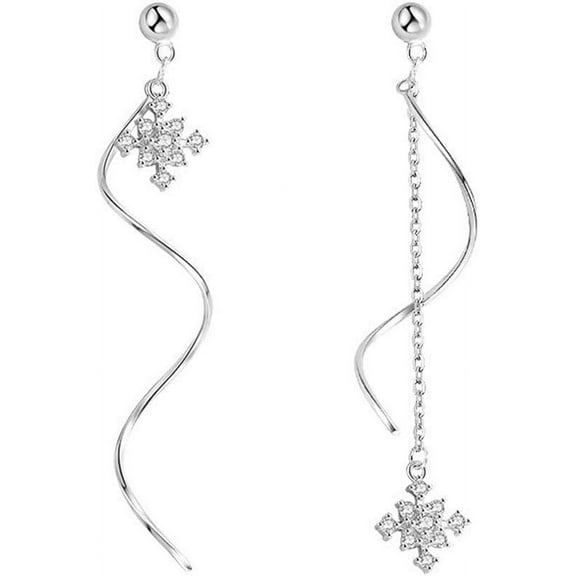 Solid 925 Sterling Silver Snowflake Earrings Dangle for Women Teens Snowflake Dangle Earrings Chain