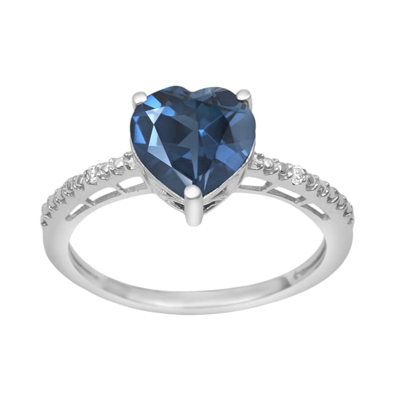 8 MM Heart Shape London Blue Topaz 925 Sterling Silver Solitaire Women Valentines Day Gifts Ring