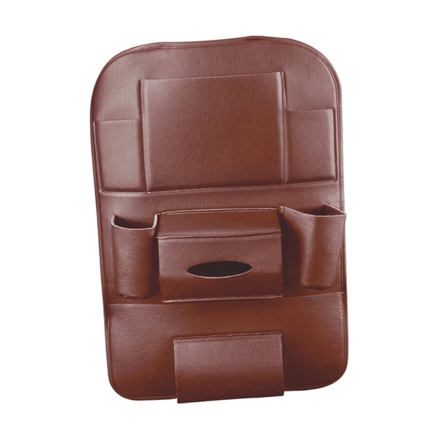 Organizador trasero de asiento , Protector de asiento trasero PU, múltiples compartimentos de almacenamiento, soporte para teléfono, , marrón DYNWAVEMX Organizador del respaldo del asiento