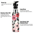 thumbnail image 3 of Yayeee 33oz Double Wall Stainless Steel Water Bottle with Flip Straw, Pink and Red Flowers, 3 of 7