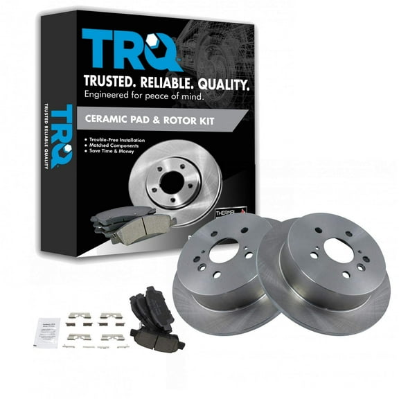 TRQ Rear Brake Pad & Rotor Kit Brake Pads Brake Rotor Ceramic Fits Select 2004-2010 Toyota Sienna