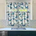 thumbnail image 4 of Coastal Cafe Curtains Set of 3 - Vintage Marine Life Print (Lobster/Seafood), White Semi-Sheer Rod Pocket Window Panels 54x18 + 27.5x36, Tropical Nautical Tier Curtains for Small Kitchen Windows, 4 of 5