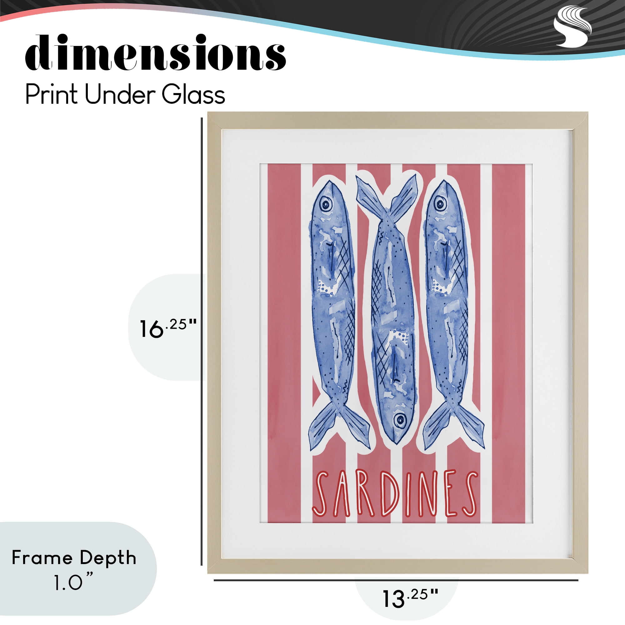 Stupell Industries Americana Sardines on Pink Stripes Birch Framed Print Under Glass, design by Nola James