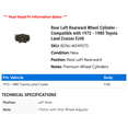 thumbnail image 2 of Rear Left Rearward Wheel Cylinder - Compatible with 1972 - 1980 Toyota Land Cruiser FJ40 1973 1974 1975 1976 1977 1978 1979, 2 of 2