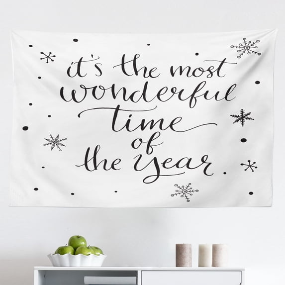 White Tapestry, Love Word in a Heart Ornamented with Uncolored Doodle Flowers and Swirls, Fabric Wall Hanging Decor for Bedroom Living Room Dorm, 2 Sizes, Charcoal Grey and White, by Ambesonne